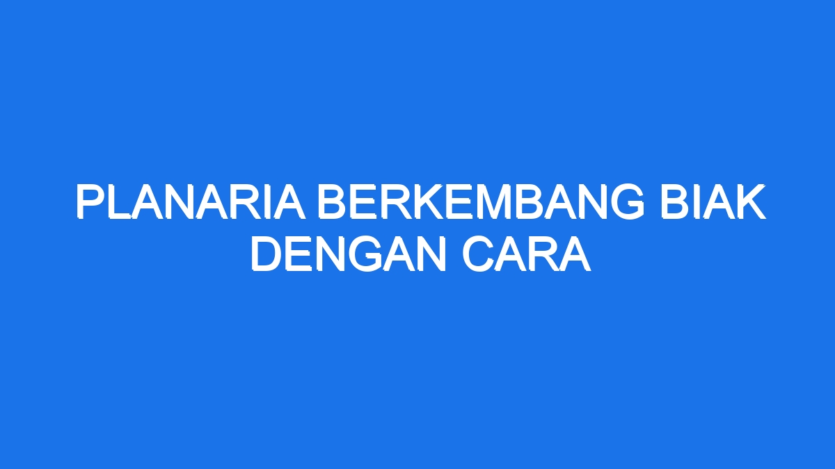 Planaria Berkembang Biak Dengan Cara