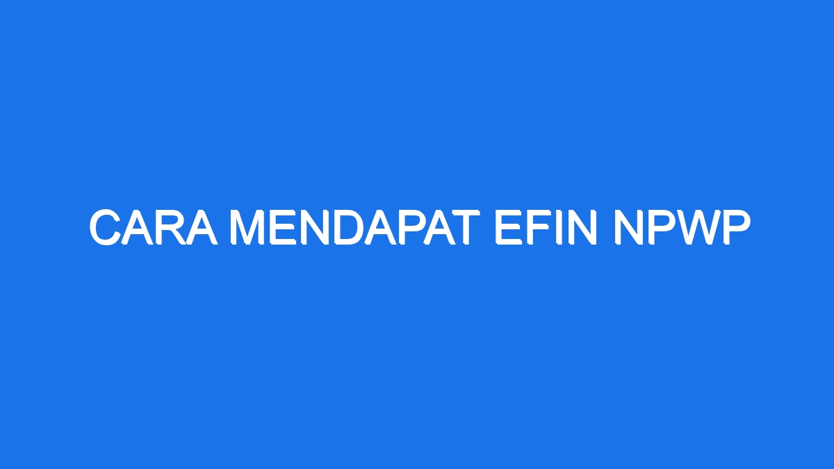 Cara Mendapat Efin Npwp