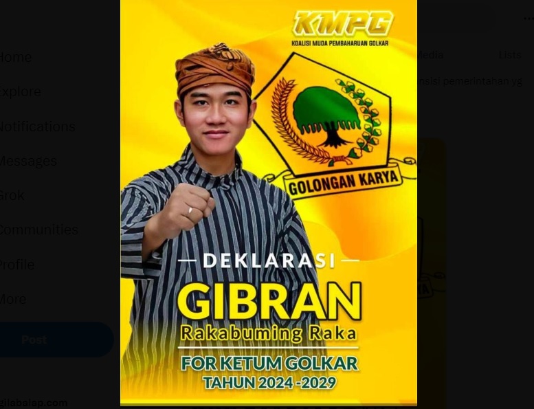 Beredar Poster Gibran Calon Ketum Golkar, PDIP Berikan Tanggapan Resmi